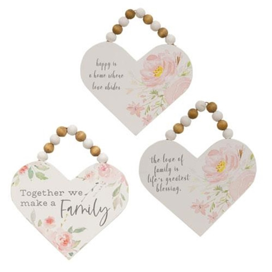 Together We Make A Family Wood Heart Ornament 3 Asstd (Pack Of 3) G65256