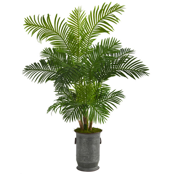 64" Hawaii Palm Artificial Tree In Vintage Metal Planter (T1270)