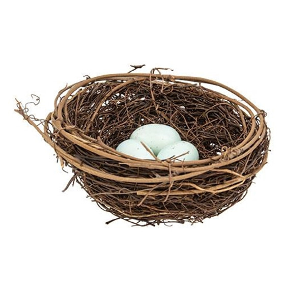 Twig & Vine Bird Nest w/Blue Eggs 5.5" F18145