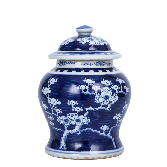Small Porcelain Temple Jar Blue Plum Blossom (1754B)