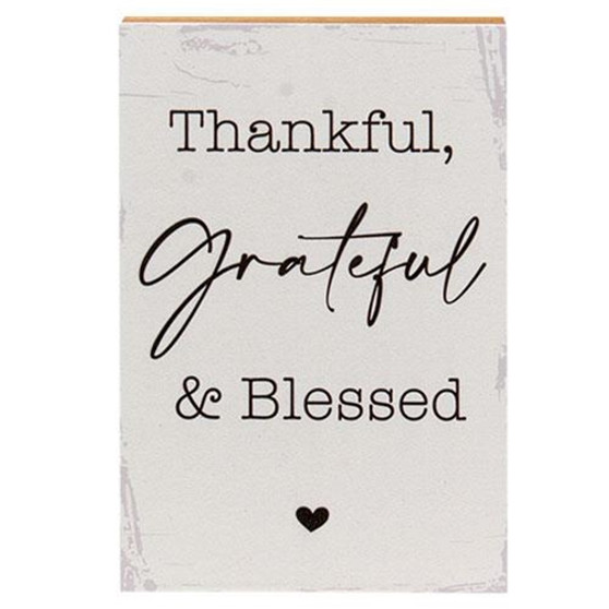 Thankful Grateful & Blessed Shelf Sitter 5.5" X 8" G19273