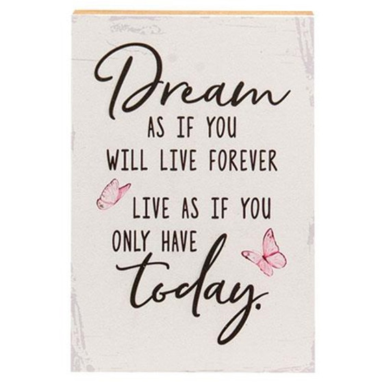 Dream As If You Will Live Forever Shelf Sitter 5.5" X 8" G19295