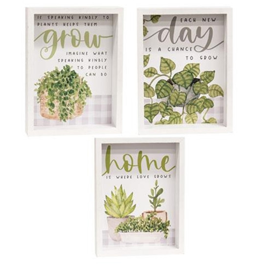 Home Is Where Love Grows Inset Box Sign 3 Asstd. (Pack Of 3) G35734