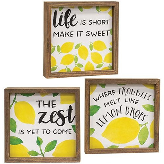 *The Zest Is Yet To Come Framed Box Sign 3 Asstd. (Pack Of 3) G35767 By CWI Gifts