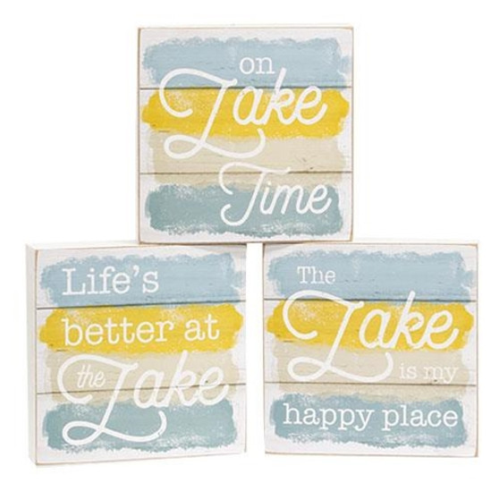Lake Box Sign 3 Asstd. (Pack Of 3) GH36025 By CWI Gifts