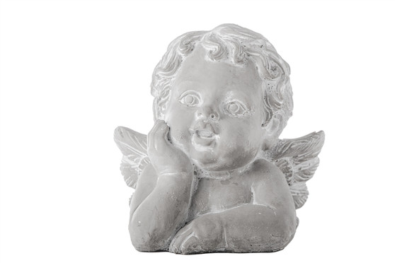 Cement Baby Cherubim In Resting Head Position Figurine Washed Concrete Finish Gray (Pack Of 6) 41557