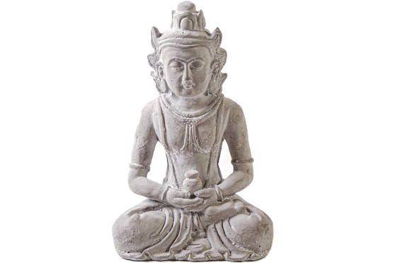 Cement Royal Meditating Buddha Figurine In Dhyana Mudra Position Concrete Finish Gray (Pack Of 2) 53727