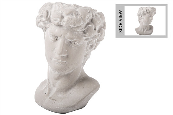 Cement Roman Young Man'S Head Pot Washed Concrete Finish Gray (Pack Of 2) 53735