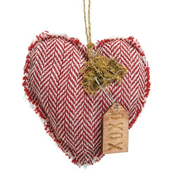 XOXO Mini Stripe Fringe Heart Ornament GCS38399