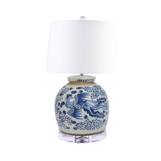 Vintage Ming Jar Phoenix Motif Lamp Acrylic Base (L1217B-L)