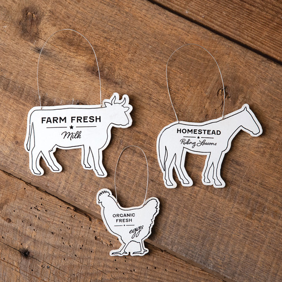 Set Of Three Farm Animal Ornaments 370812