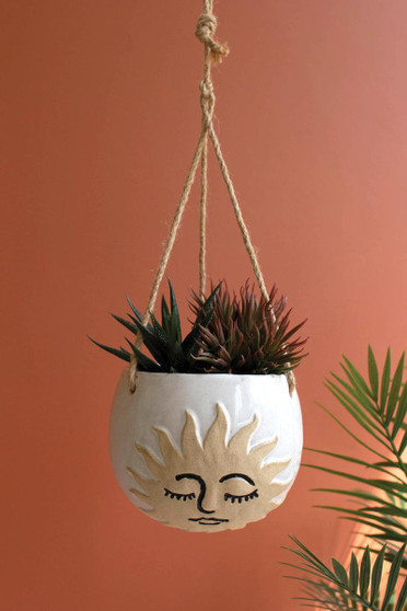 Ceramic Hanging Sun Face Planter (CDV2180)