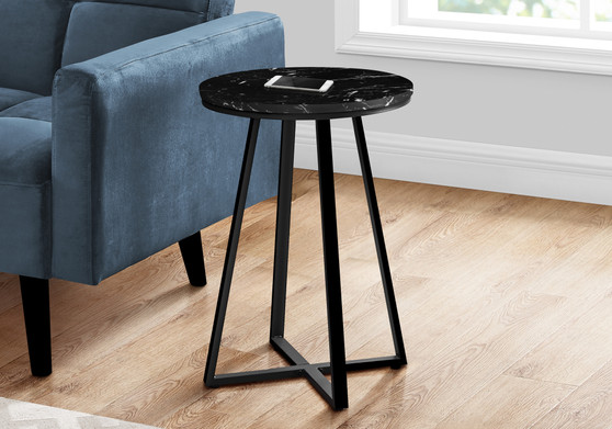 Accent Table - 22"H - Black Marble - Black Metal (I 2179)