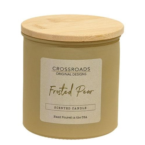 Frosted Pear 14oz Jar Candle w/Wood Lid G00354