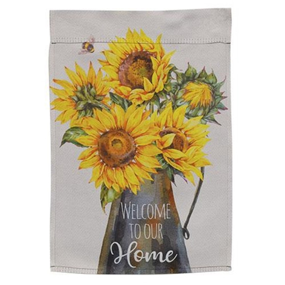 Welcome to Our Home Sunflowers in Milk Can Garden Flag G10220127