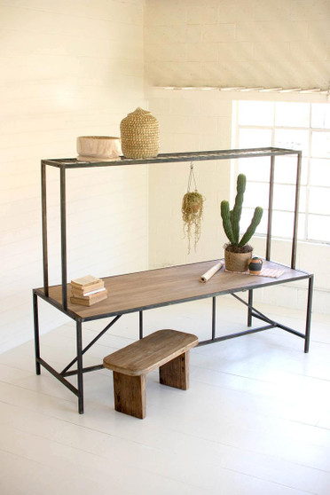 Metal Store Display Table With Wooden Top (CLL2739)