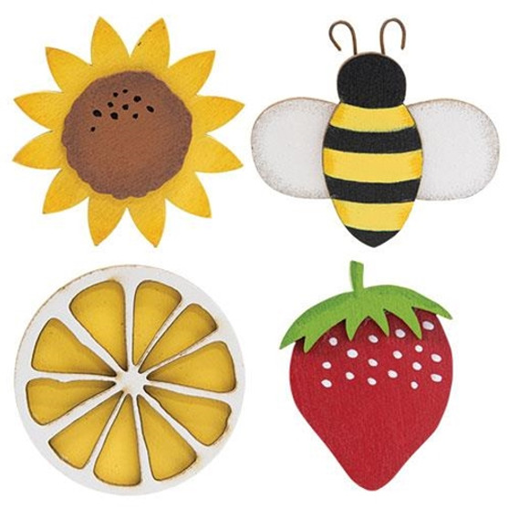 Set Of 4 Wooden Summer Icons G35960