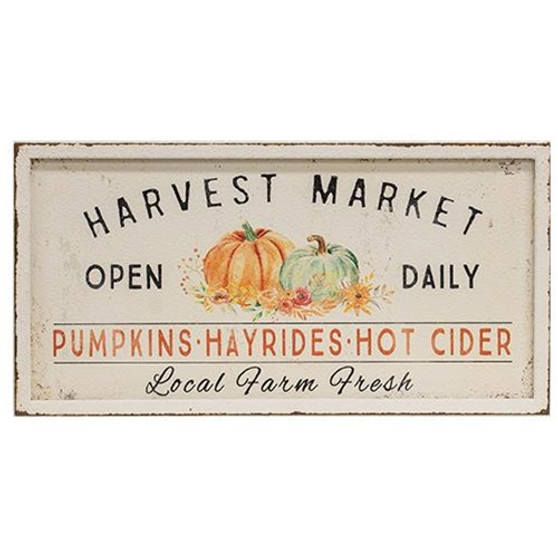 Harvest Market Open Daily Pumpkin Metal Sign G65295