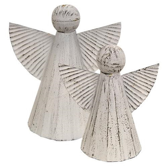 Set Of 2 Shabby Chic Metal Angels GC181046