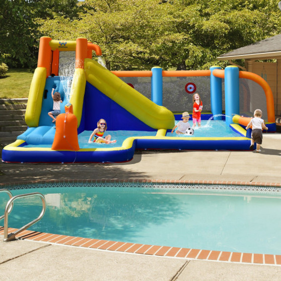Giant Soccer-Themed Inflatable Water Slide With 735W Blower (NP10364US)