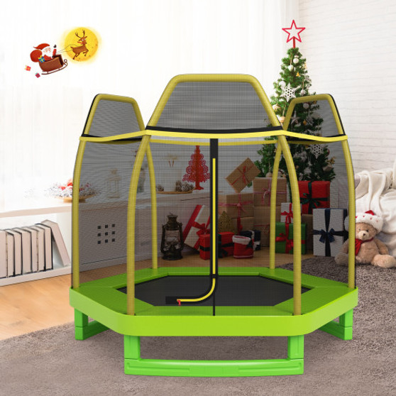 7 Feet Kids Recreational Bounce Jumper Trampoline-Green (TW10053GN)