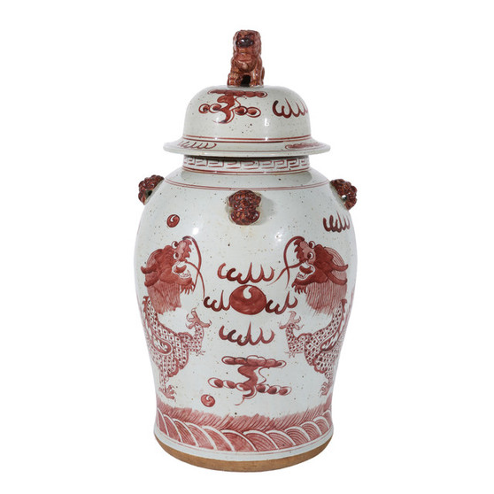 Rustic Maroon Red Dragon Temple Jar Large (1220D)