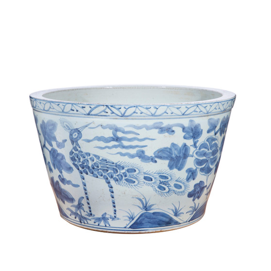 Blue And White Bird Basin Planter (1497B)