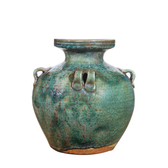 Speckled Green Eight Handle Small Jar (1611A)