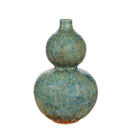 Speckled Green Hundred Gourd Carving Vase Small (1615A)