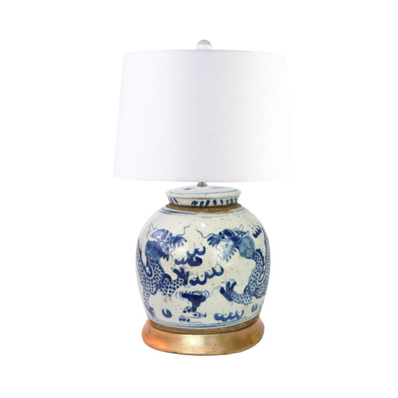 Lamp Vintage Large Dragon Ming Jar Goldleaf Base (L1217E-LG)