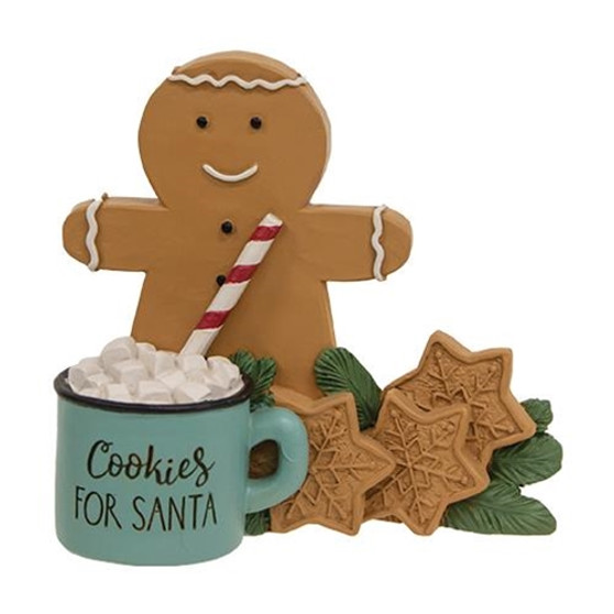 *Cookies For Santa Resin Gingerbread Man & Mug Figurine G13565 By CWI Gifts