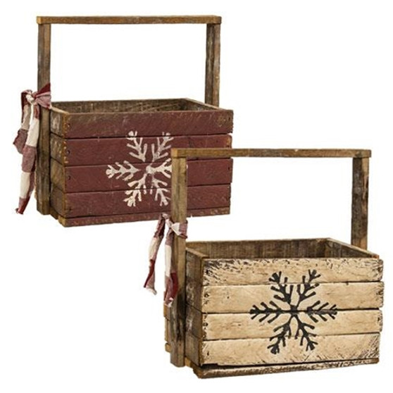 Rustic Lath Snowflake Tote 2 Asstd. (Pack Of 2) G22419 By CWI Gifts