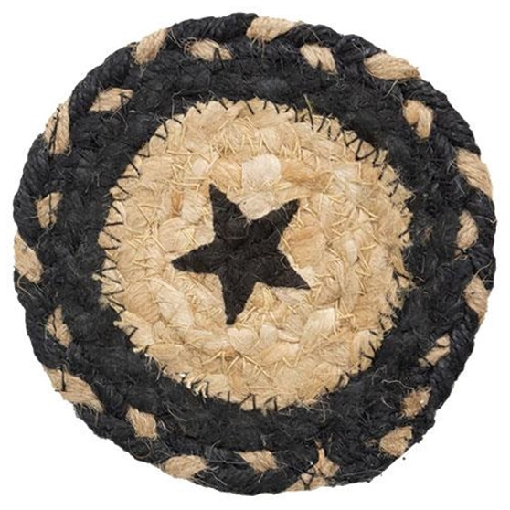 Braided Black Star Jute Coaster G54185 By CWI Gifts