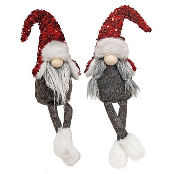 Mr. or Mrs. Red Sequin Dangle Leg Gnome 2 Assorted (Pack Of 2) GADC4296