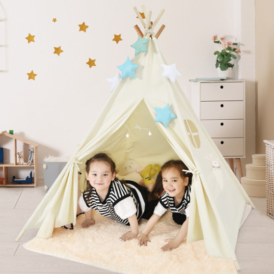 Foldable Kids Canvas Teepee Play Tent (TP10048WH)