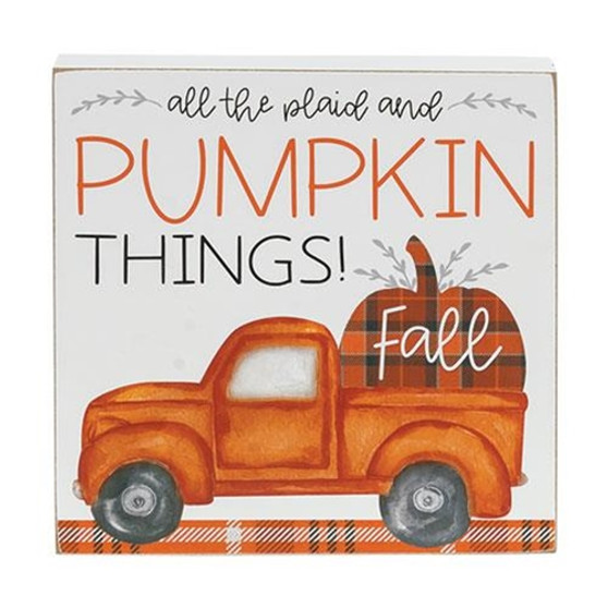 All The Plaid and Pumpkin Things Box Sign G36140
