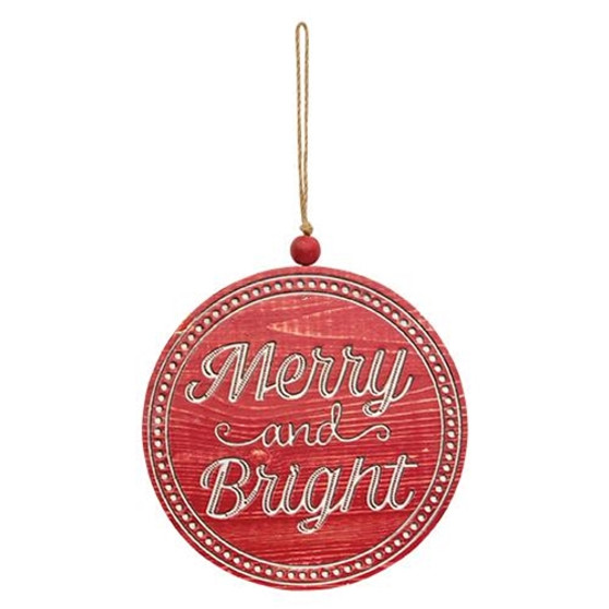 *Merry & Bright Wood Hanging Sign G60440 By CWI Gifts