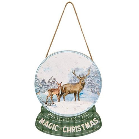 Believe In The Magic Of Christmas Wooden Snowglobe Ornament GNK21560 By CWI Gifts