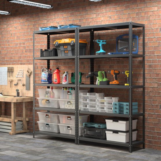 5-Tier Metal Utility Storage Rack For Free Combination-Black (JZ10106BK)