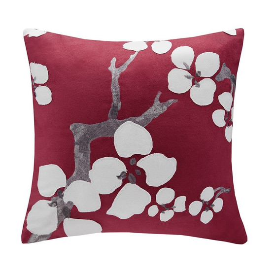 100% Polyester Microsuede Square Pillow W/ Applique - Red NS30-1826A