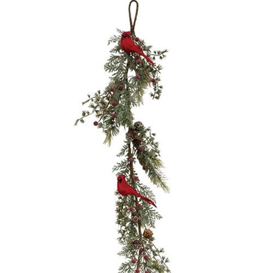 Icy Pine & Sugar Berry Cardinal Garland F18227