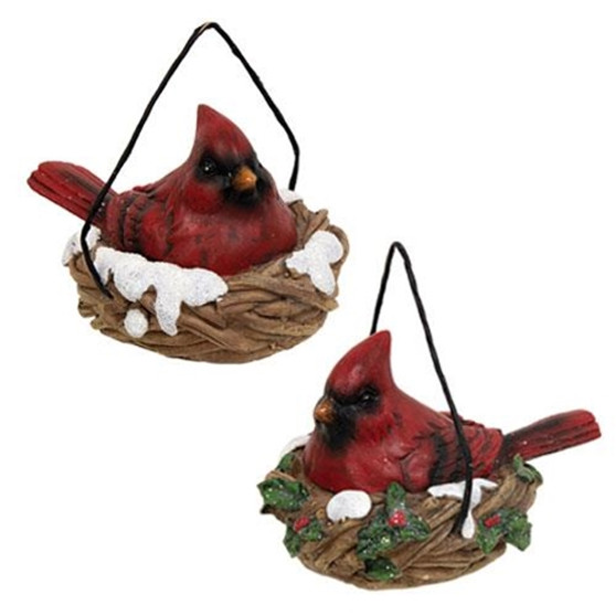 Resin Cardinal In Nest 2 Assorted (Pack Of 2) G2650230