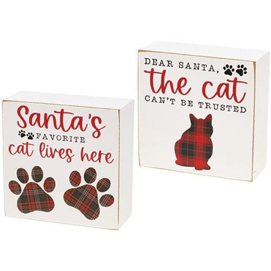 Santa'S Favorite Cat Box Sign 2 Asstd. (Pack Of 2) G36170 By CWI Gifts