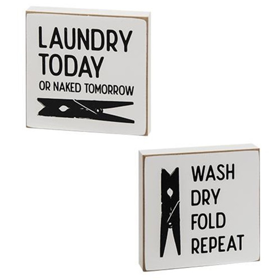 Laundry Today Block 2 Assorted (Pack Of 2) G36281