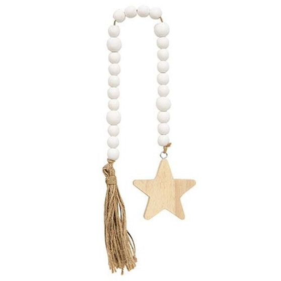 *Wood Star Beaded Tassel GRJA4247 By CWI Gifts