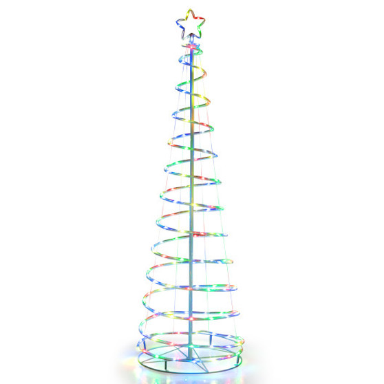 6 Feet Light Up Spiral Christmas Tree With Tree Top Star-White (CM24155US-WH)