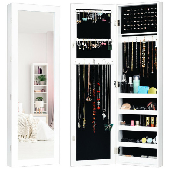 Door And Wall Mounted Armoire Jewelry Cabinet With Full-Length Mirror (JV10084)
