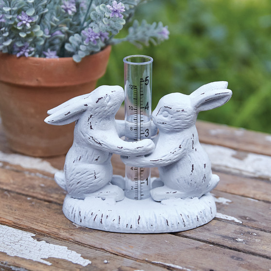 Huging Bunnies Tabletop Rain Gauge 420245