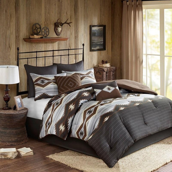 100% Polyester Printed 8 Piece Oversized Comforter Set - Queen WR10-2179
