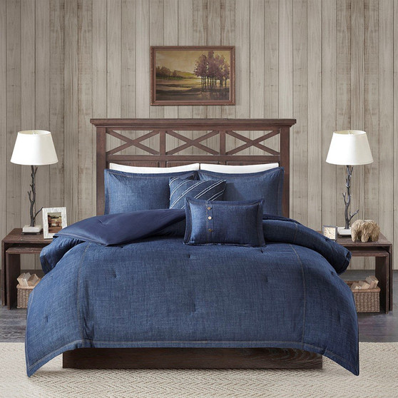 100% Cotton Oversized Denim 5Pcs Comforter Set - Full WR10-2192